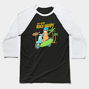 Sloth Happy Beach Baseball T-Shirt